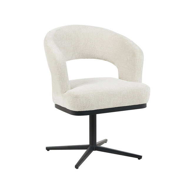 LABEL51 Eetkamerstoelen Monaco - Naturel - Geweven - Zwart Metalen Frame