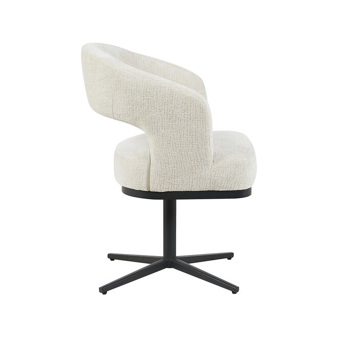 LABEL51 Eetkamerstoelen Monaco - Naturel - Geweven - Zwart Metalen Frame