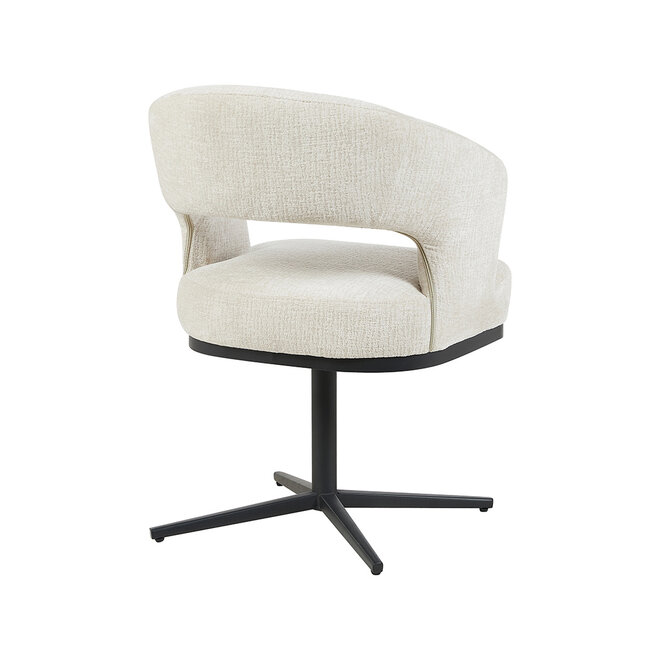LABEL51 Eetkamerstoelen Monaco - Naturel - Geweven - Zwart Metalen Frame