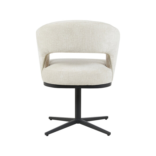 LABEL51 Eetkamerstoelen Monaco - Naturel - Geweven - Zwart Metalen Frame