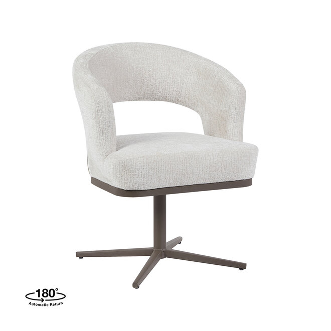 LABEL51 Eetkamerstoelen Monaco - Naturel - Geweven - Taupe Metalen Frame
