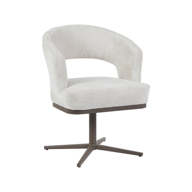 LABEL51 Eetkamerstoelen Monaco - Naturel - Geweven - Taupe Metalen Frame