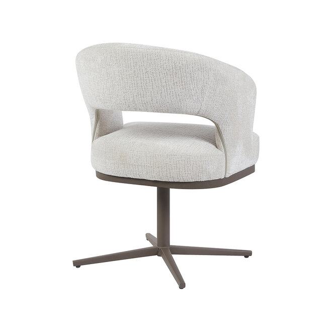 LABEL51 Eetkamerstoelen Monaco - Naturel - Geweven - Taupe Metalen Frame