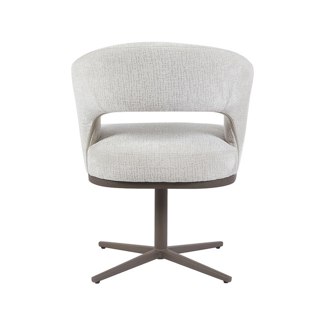 LABEL51 Eetkamerstoelen Monaco - Naturel - Geweven - Taupe Metalen Frame