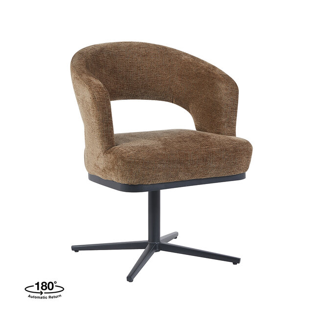 LABEL51 Eetkamerstoelen Monaco - Taupe - Geweven - Zwart Metalen Frame