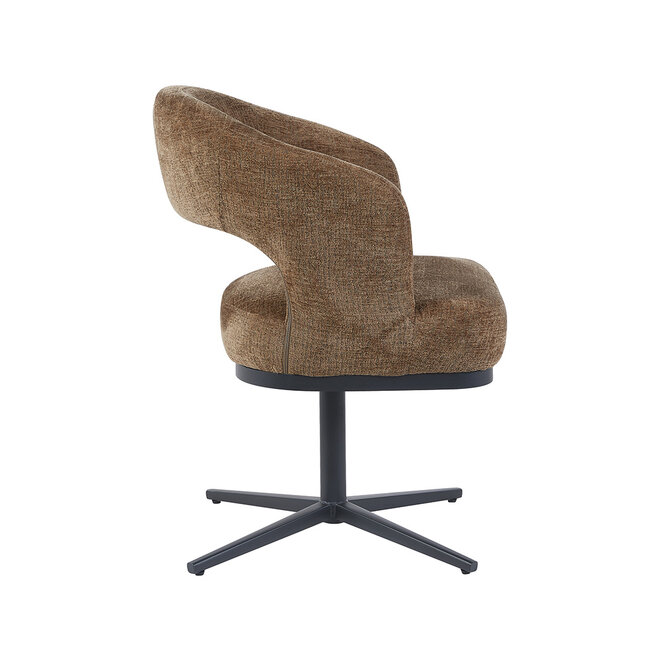 LABEL51 Eetkamerstoelen Monaco - Taupe - Geweven - Zwart Metalen Frame