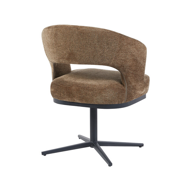 LABEL51 Eetkamerstoelen Monaco - Taupe - Geweven - Zwart Metalen Frame