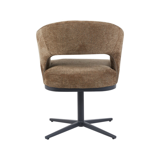 LABEL51 Eetkamerstoelen Monaco - Taupe - Geweven - Zwart Metalen Frame
