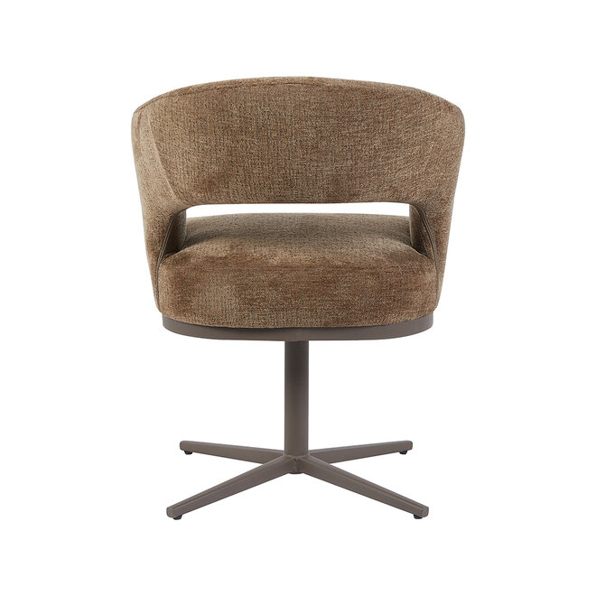 LABEL51 Eetkamerstoelen Monaco - Taupe - Geweven - Taupe Metalen Frame