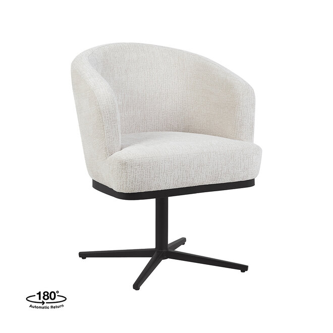 LABEL51 Eetkamerstoelen Cannes - Naturel - Geweven - Zwart Metalen Frame