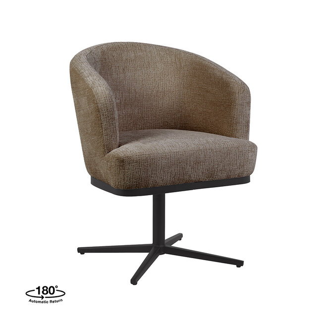 LABEL51 Eetkamerstoelen Cannes - Retro Taupe - Geweven - Zwart Metalen Frame