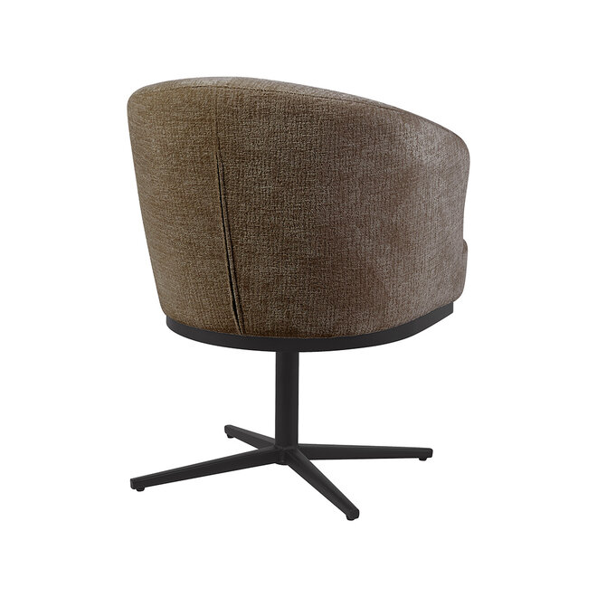 LABEL51 Eetkamerstoel Cannes - Retro Taupe - Geweven - Zwart Metalen Frame