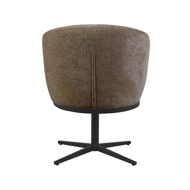 LABEL51 Eetkamerstoel Cannes - Retro Taupe - Geweven - Zwart Metalen Frame