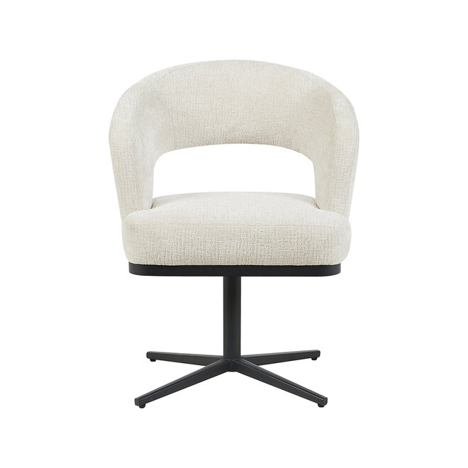 LABEL51 Eetkamerstoelen Monaco - Naturel - Geweven - Zwart Metalen Frame