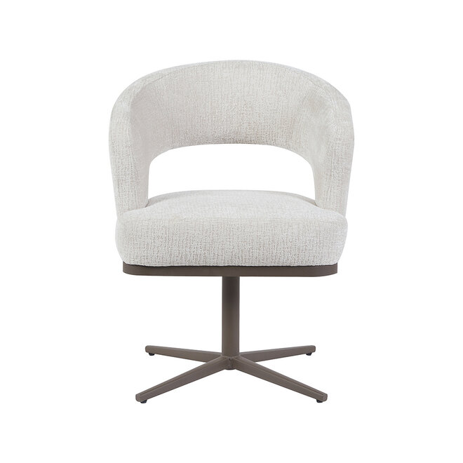 LABEL51 Eetkamerstoelen Monaco - Naturel - Geweven - Taupe Metalen Frame