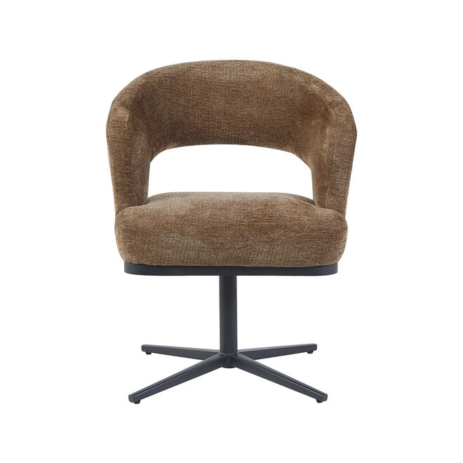 LABEL51 Eetkamerstoelen Monaco - Taupe - Geweven - Zwart Metalen Frame