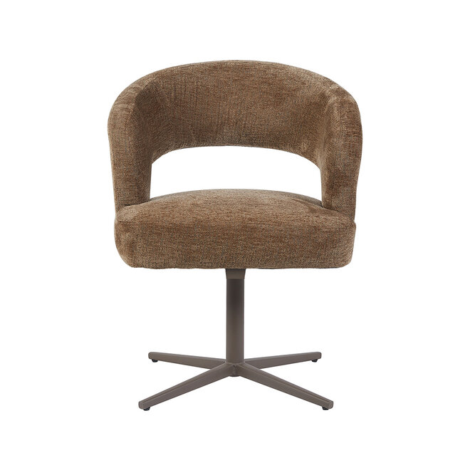 LABEL51 Eetkamerstoelen Monaco - Taupe - Geweven - Taupe Metalen Frame