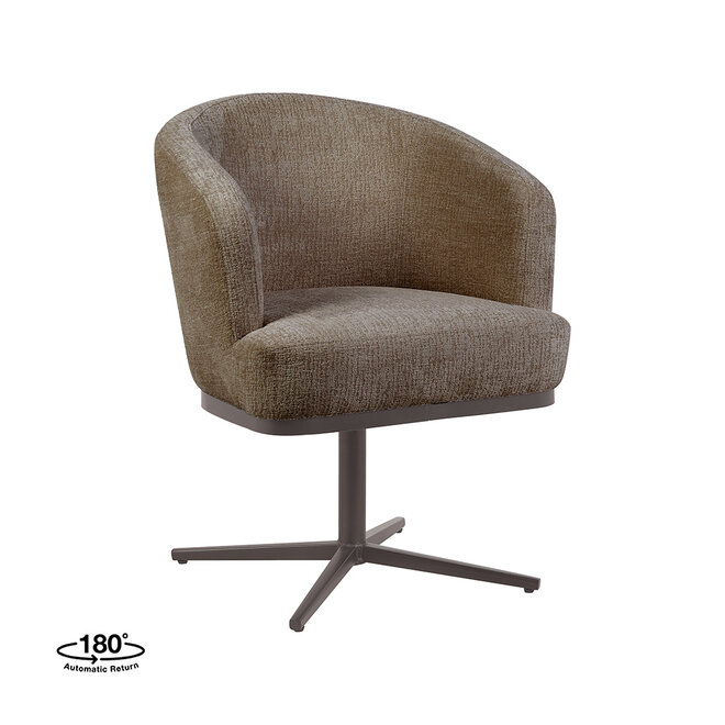 LABEL51 Eetkamerstoelen Cannes - Retro Taupe - Geweven - Brons Metalen Frame