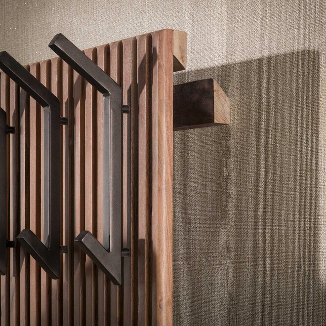 Kapstok Panel hoog 10 haken / Massief acacia bruin