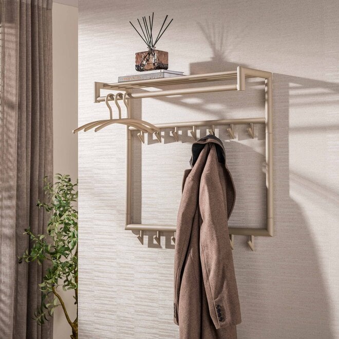 Kapstok Tubo hoog 2x7 haken / Beige