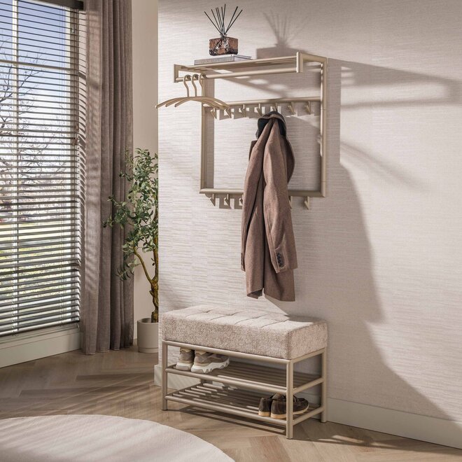 Kapstok Tubo hoog 2x7 haken / Beige