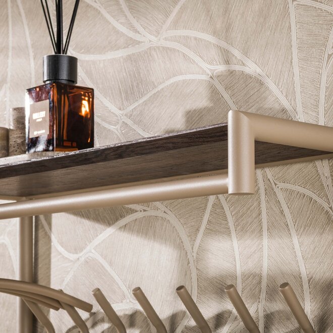 Kapstok Terra roede en hoedenplank 2x7 haken / Beige