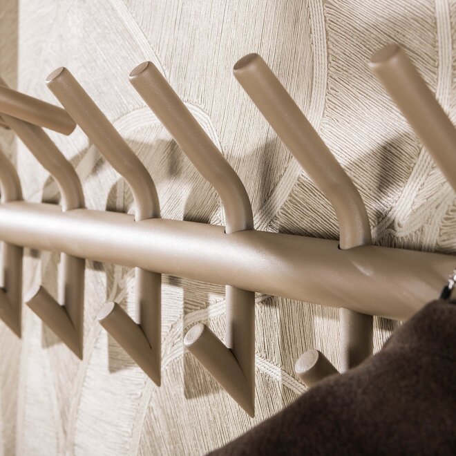 Kapstok Terra roede en hoedenplank 2x7 haken / Beige