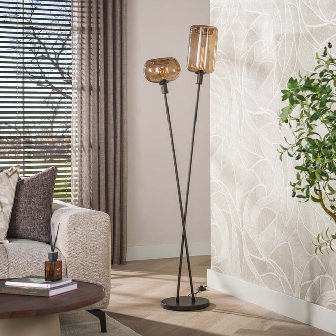 Vloerlamp Serene 2-lichts / Sienna bruin