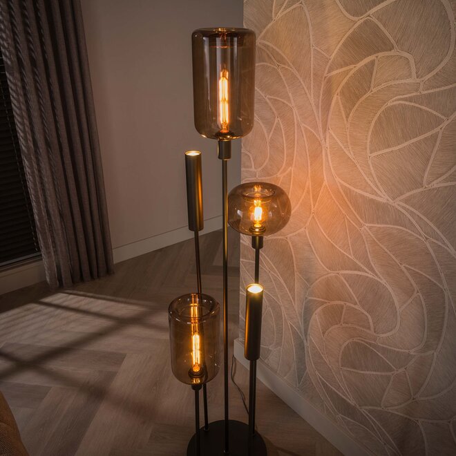 Vloerlamp Serene switch getrapt 2+3-lichts / Sienna bruin
