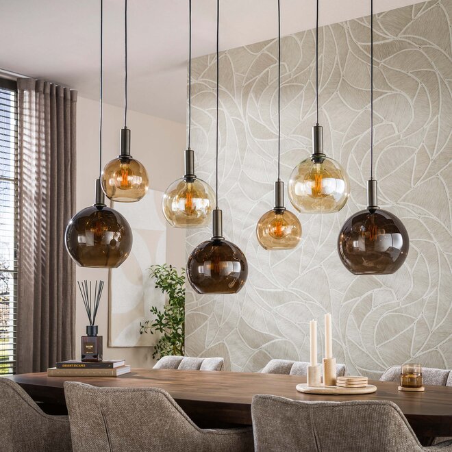 Hanglamp Moka 4+3-lichts / Multi bruin