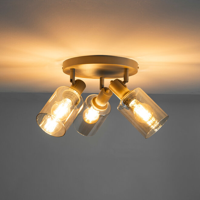 Plafondlamp Sepiora rond 3-lichts / Beige