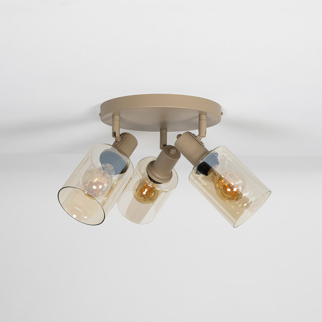 Plafondlamp Sepiora rond 3-lichts / Beige