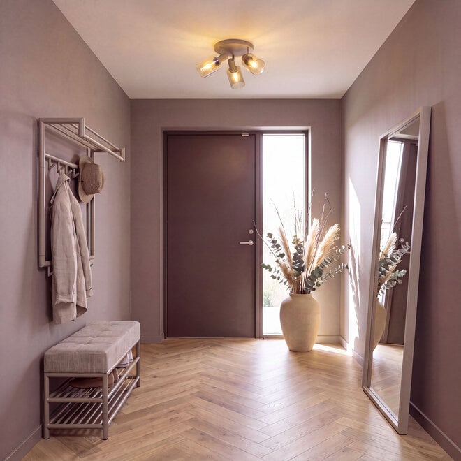 Plafondlamp Sepiora rond 3-lichts / Beige