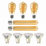 3x druppel-lichtbron + 2x buis-lichtbron + 4x GU10-lichtbron