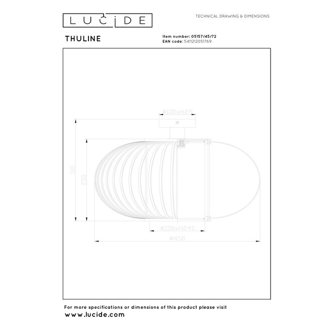THULINE - Plafonnière - Ø 45 cm - 1xE27 - Lichte houtlook - Essential