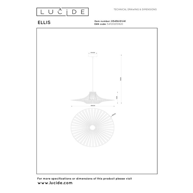 ELLIS - Hanglamp - Ø 50 cm - 1xE27 - Taupe - Essential