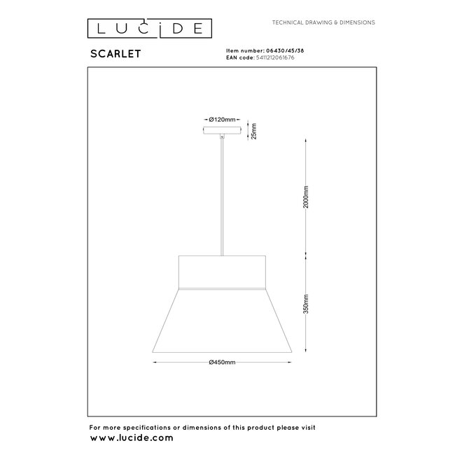 SCARLET - Hanglamp - 1xE27 - Beige - Essential