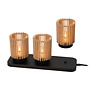 KIM - Oplaadbare Tafellamp - Accu/Batterij - Ø 8 cm - LED 3 StepDim - Lichte houtlook - Set van 3 - Essential