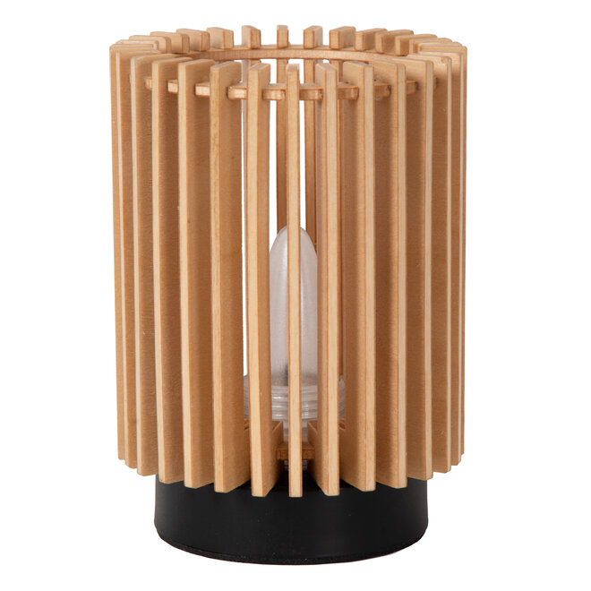 KIM - Oplaadbare Tafellamp - Accu/Batterij - Ø 8 cm - LED 3 StepDim - Lichte houtlook - Set van 3 - Essential