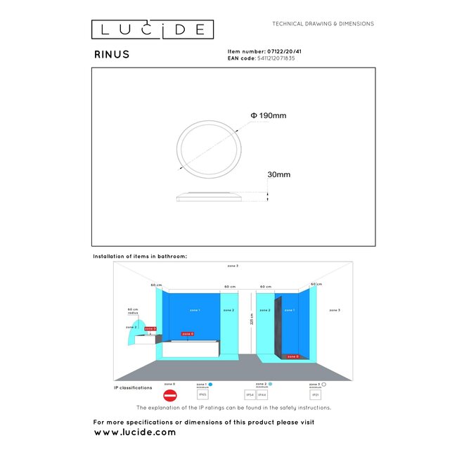 RINUS - Plafonnière Badkamer - Ø 19 cm - LED - CCT - 1x9,5W 2200K/3000K - IP44 - Opaal - Essential