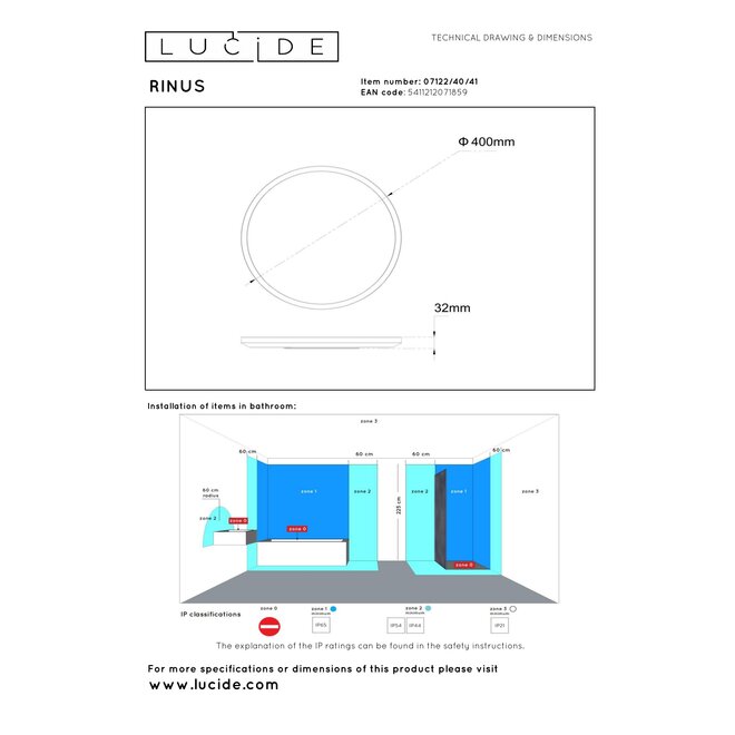 RINUS - Plafonnière Badkamer - Ø 40 cm - LED - CCT - 1x24W 2200K/3000K - IP44 - Opaal - Essential