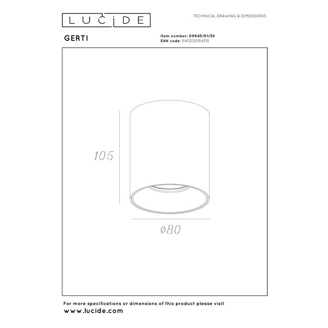 GERTI - Plafondspot - Ø 8 cm - 1xGU10 (MR16) - Inclusief omwisselbare ringen - Zwart - Essential
