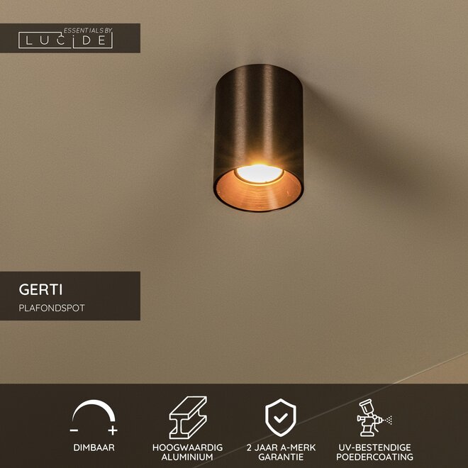 GERTI - Plafondspot - Ø 8 cm - 1xGU10 (MR16) - Koffie - Essential