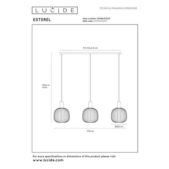 ESTEREL - Hanglamp - 3xGU10 (MR11) - Taupe - Essential