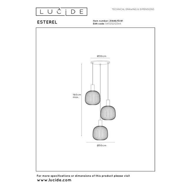 ESTEREL - Hanglamp - 3xGU10 (MR11) - Taupe - Essential