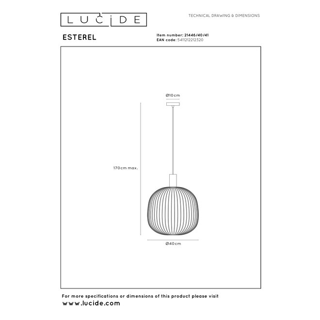 ESTEREL - Hanglamp - Ø 40 cm - 1xGU10 (MR16) - Taupe - Essential