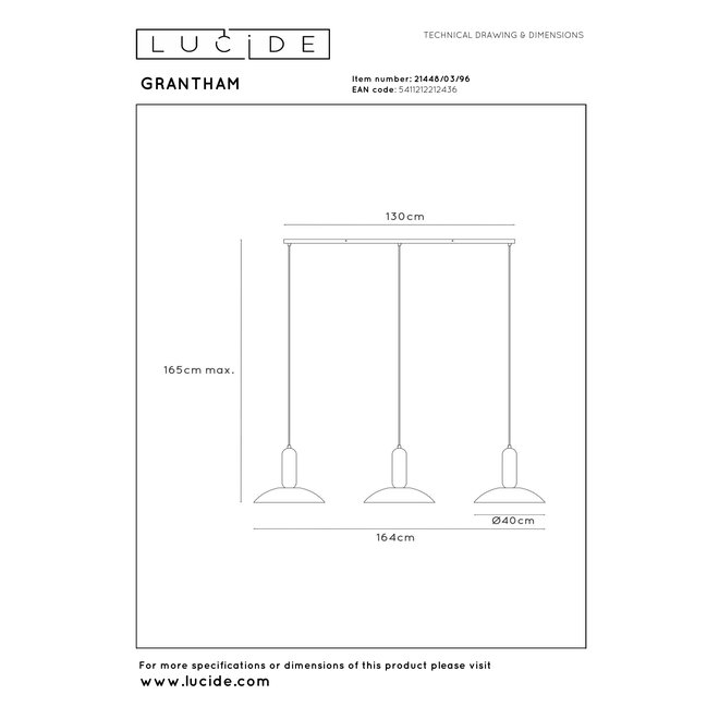 GRANTHAM - Hanglamp - 3xE27 - Koffie - Essential