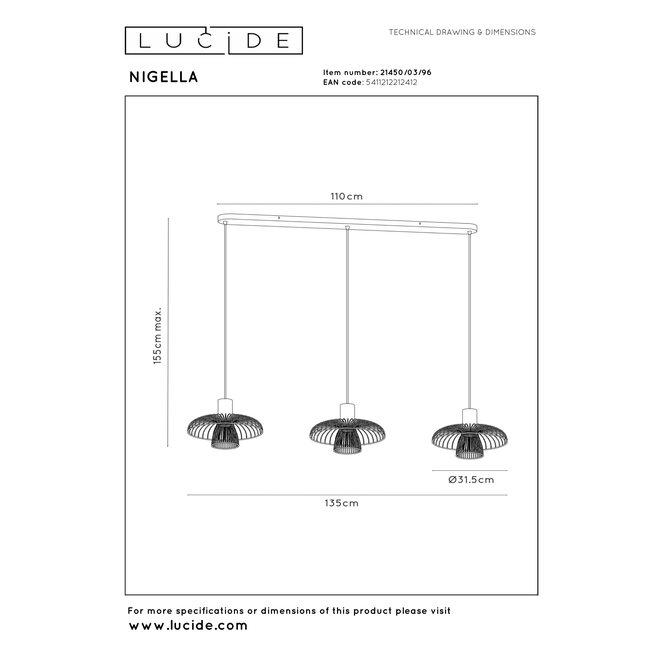 NIGELLA - Hanglamp - 3xGU10 (MR16) - Koffie - Essential