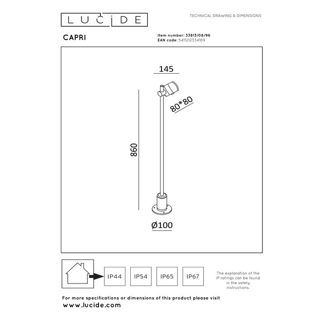 CAPRI - Vloerlamp Binnen/Buiten - LED - 1x8W 2700K - IP54 - Koffie - Essential
