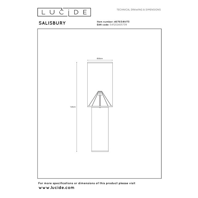 SALISBURY - Vloerlamp - Ø 30 cm - 1xE27 - Naturel - Essential